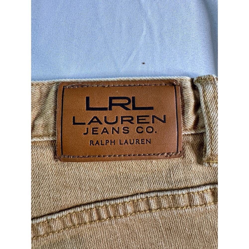 Lauren Jeans Co Ralph Lauren Tan Straight Leg Jeans Rhinestone Scroll Size 14 - Picture 4 of 7